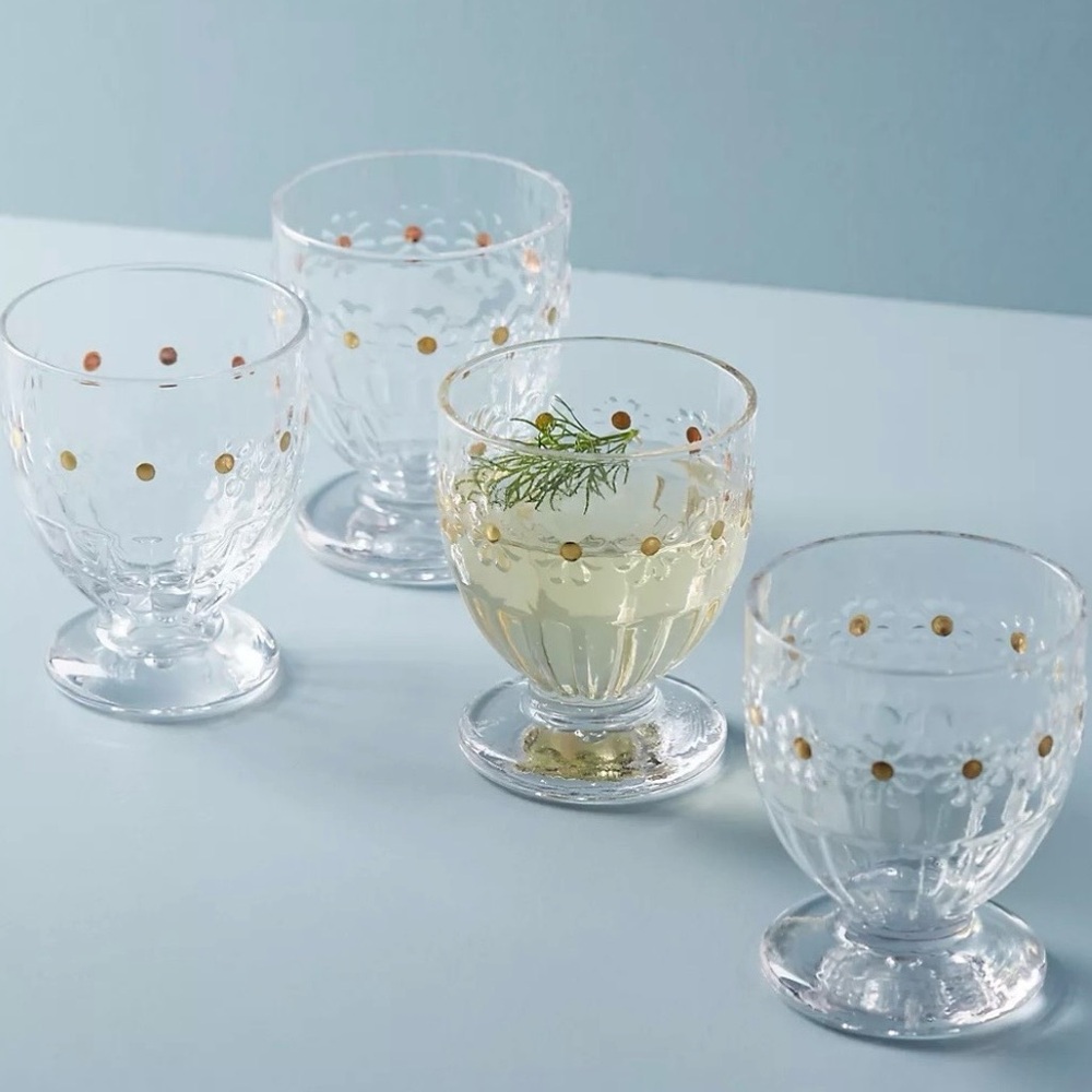 Anthropologie Clara Icon Goblet 4 Piece Set in Daisy